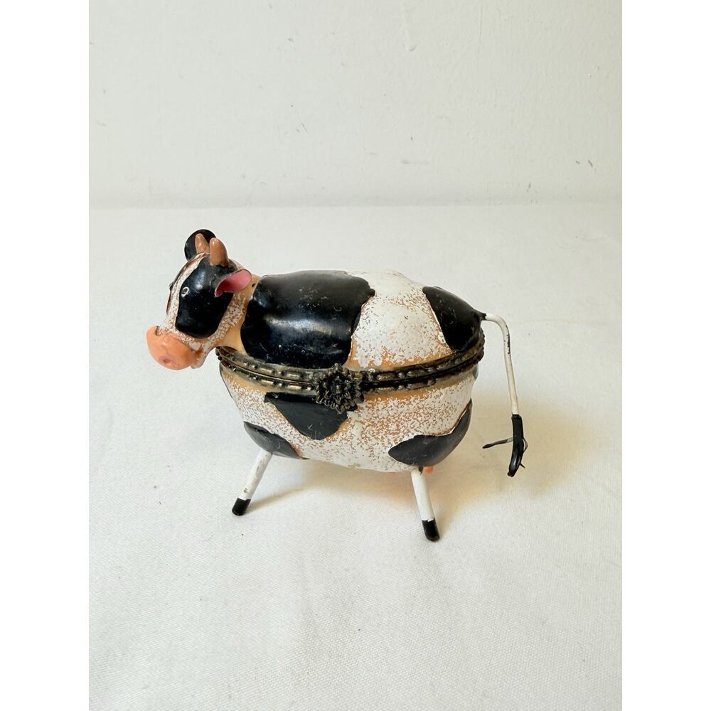 Vtg Ranger International Corp 2002 Hinged Cow Trinket Box Figurine